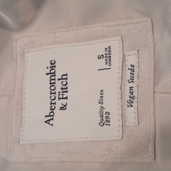 Abercrombie & Fitch Cream Vegan Suede Trench Coat Size Small - Picture 10 of 14